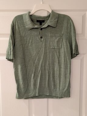 Banana Republic Cotton Linen Sage Green Knit Polo